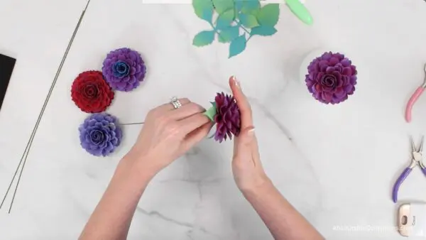 gluing stem to flower