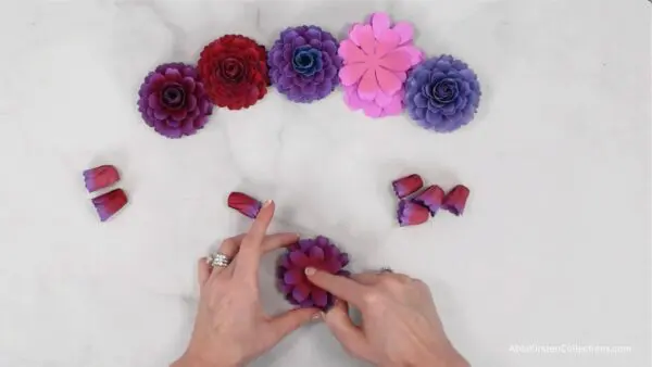 adding and gluing petal layers