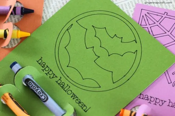 green coloring card for fall holidays