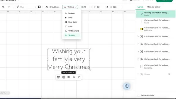 text message in Design Space