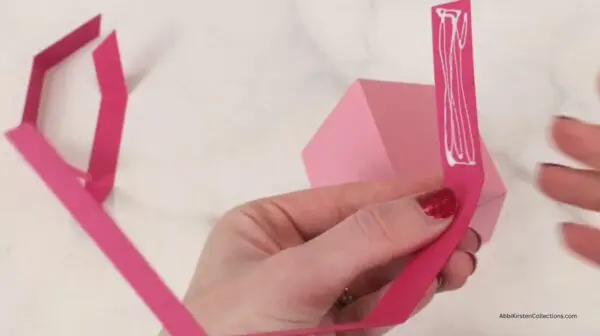 gluing paper ribbon strips to craft box