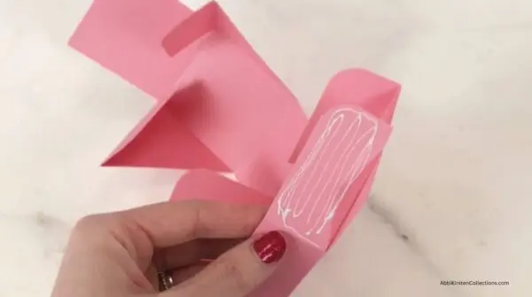 Glue on gift box before assembling the box