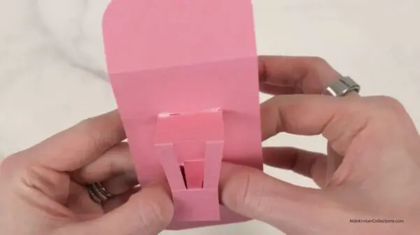 glued popup piece for Valentine gift box