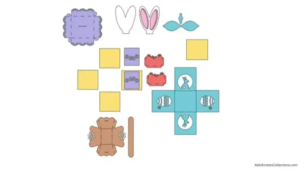 Easter bunny explosion box pieces