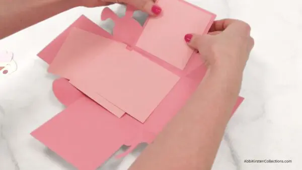 gluing square pastel panels to inside of box