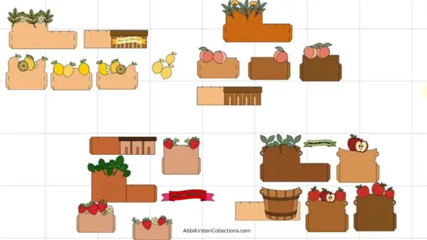 fruit pop-up card templates in Design Space