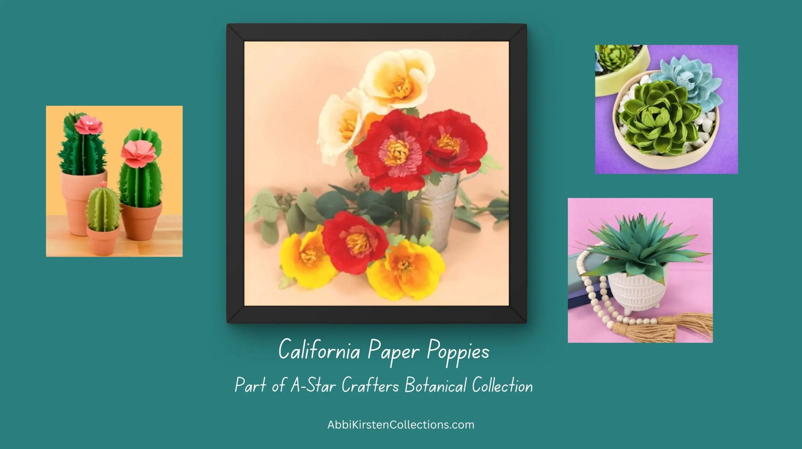Four botanicals - poppies and plants