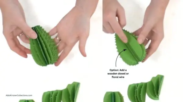finishing gluing the prickly pear paper cactus