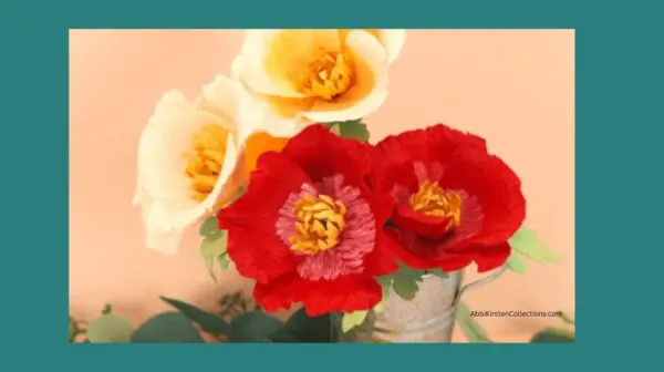 finished bouquet of poppies in vase
