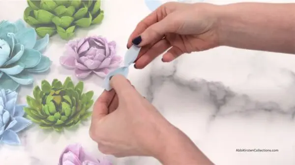 twisting center of crepe paper petal
