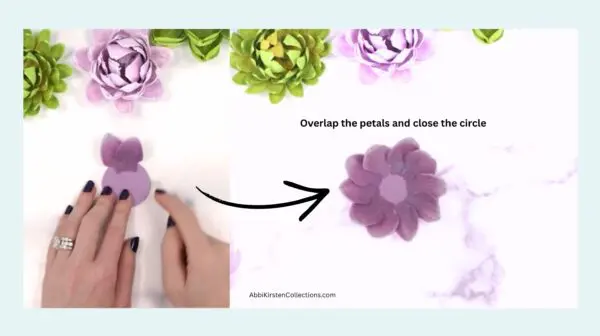 crepe paper petals glued around cardstock circle