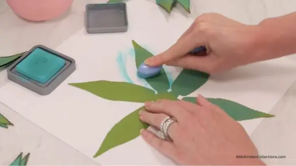 adding distress ink to the agave paper template
