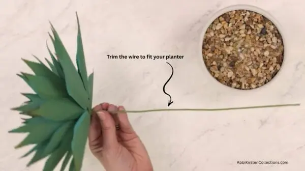 trimming floral wire to fit planter