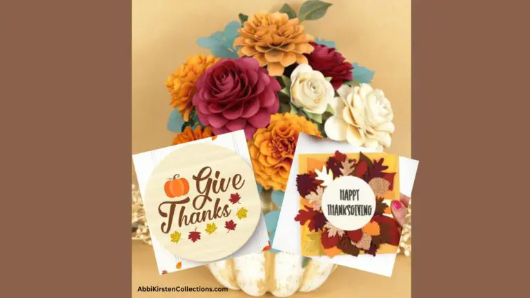 fall bouquet, sign, and card