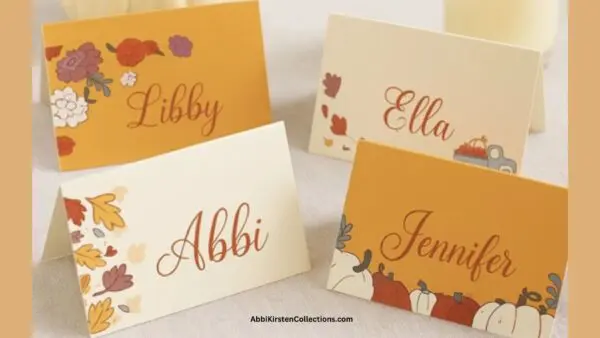 Fall table place cards with names