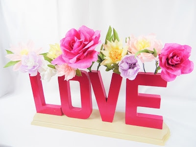 Typography Cardboard Vase Craft With Crepe Paper Flowers