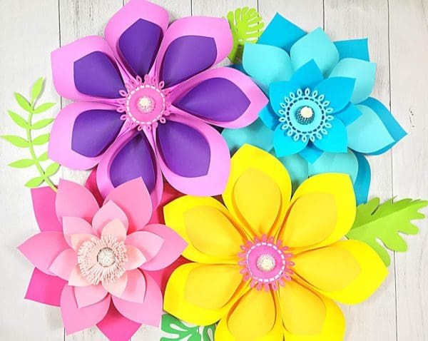 Hawaiian Paper Flowers - DIY Tropical Paper Flowers Party Decor