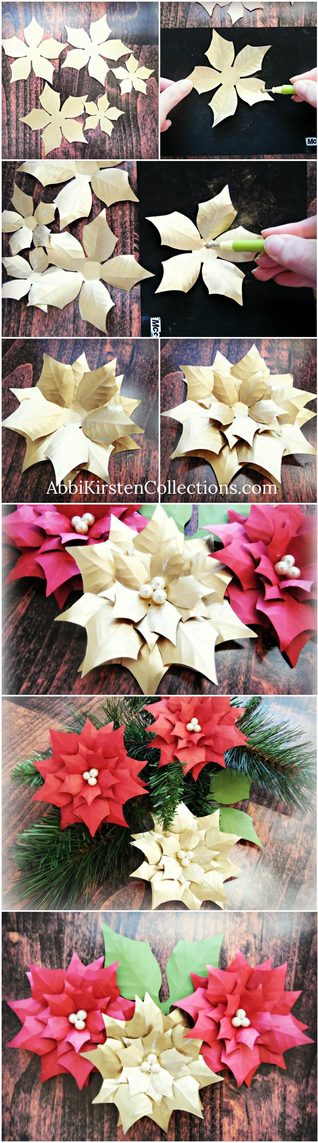 How to Make Lighted Poinsettia Garland - Step by Step Tutorial