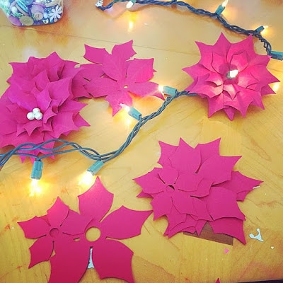 How to Make Lighted Poinsettia Garland - Step by Step Tutorial