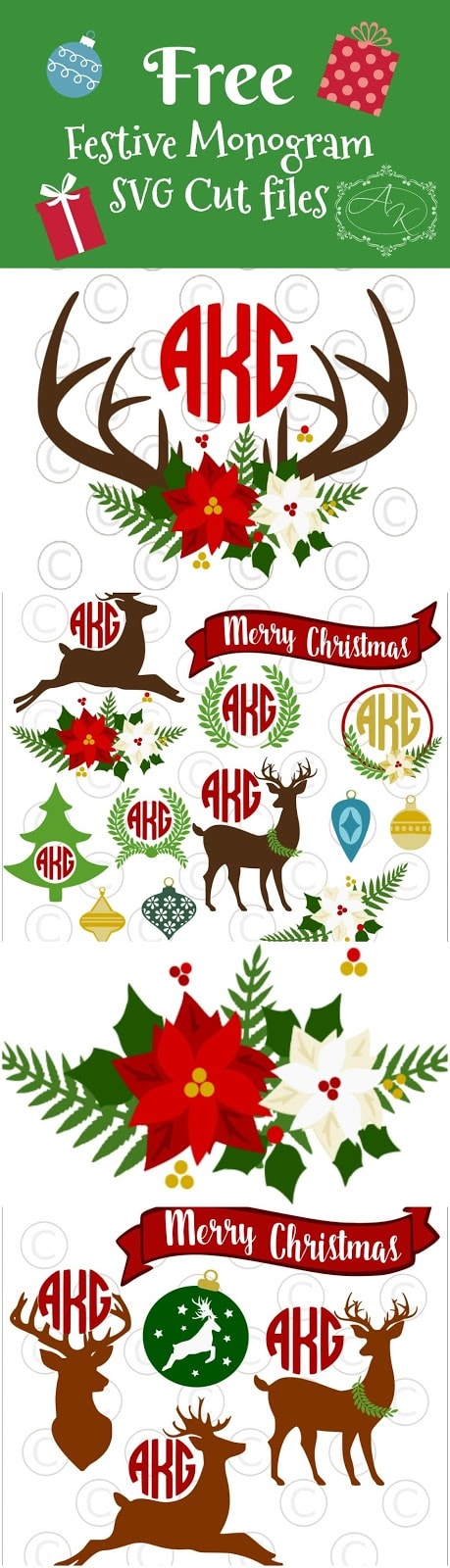 Free circle monogram SVG cut files. Christmas Svgs. Deer silhouette. Deer Antlers