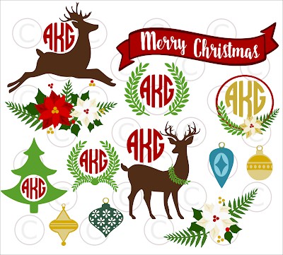 Deer and christmas SVG cut files for cutting machines