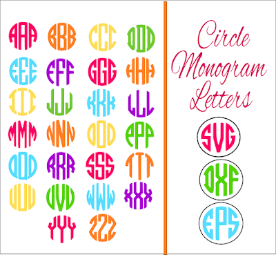 Free circle monogram letters. SVG circle monogram letters. 
