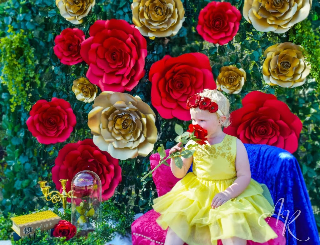 Enchanting Beauty & the Beast Paper Flower Photo Backdrop