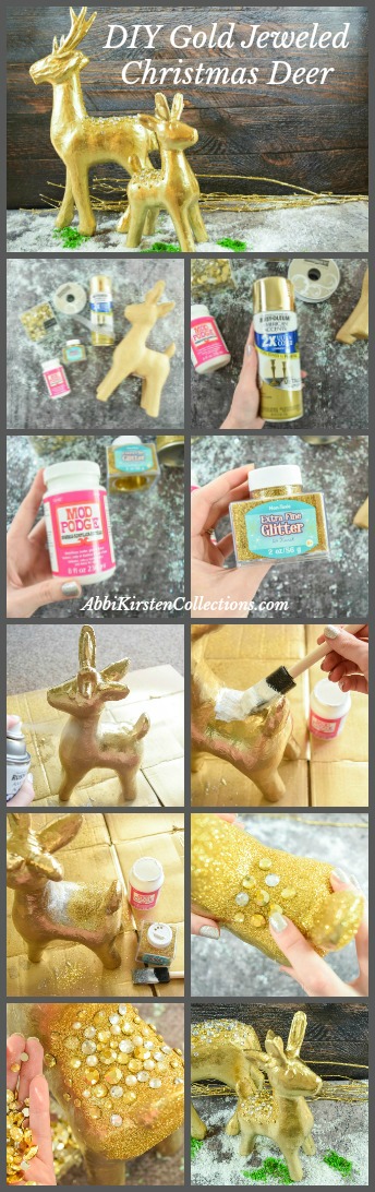 Golden Christmas Paper Mache Deer Craft