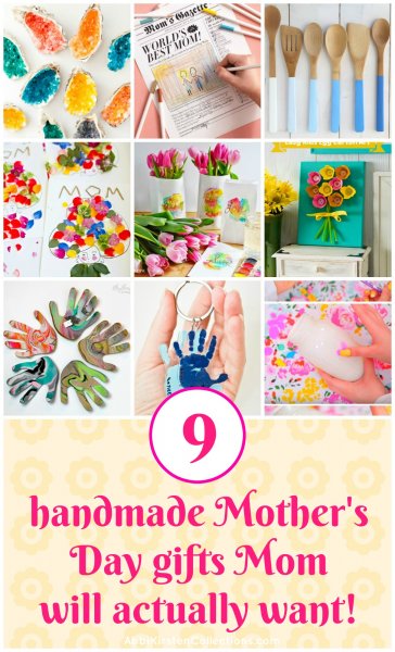 A collage of 9 handmade Mother's Day Gifts Kids Can Make.