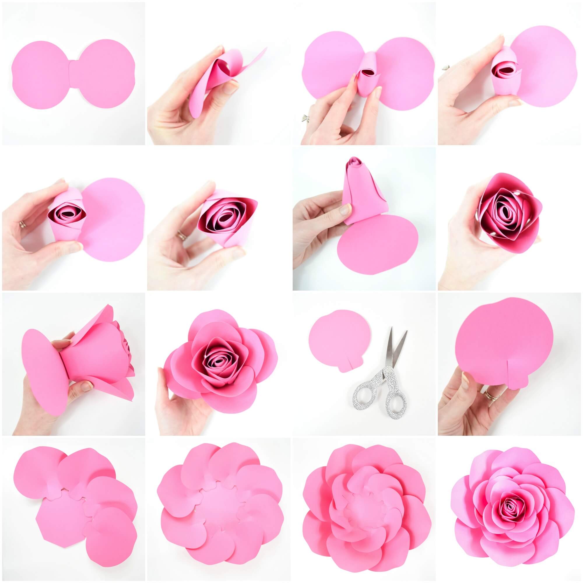 PAPER ROSE DIY TUTORIAL  Easy LARGE Paper Flowers + FREE templates! 