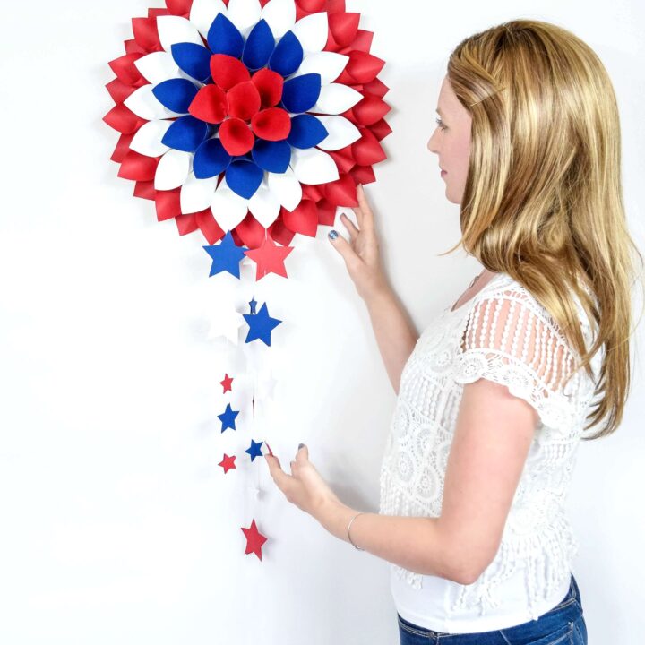 Red, White, and Blue Paper Dahlia Wreath