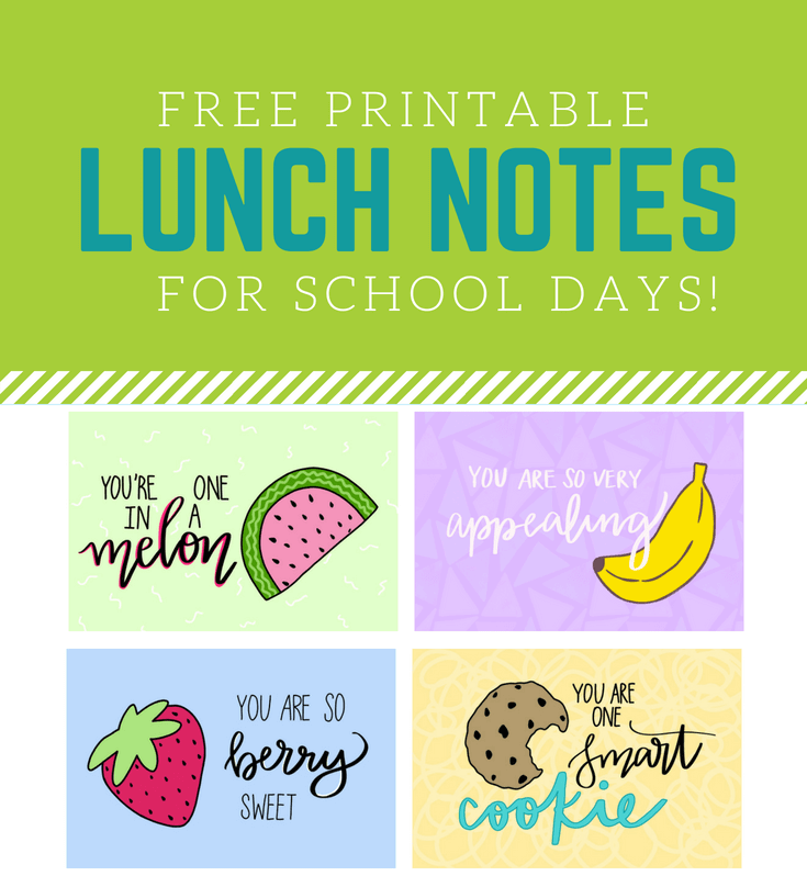 Back to School Free Printable Lunch Notes