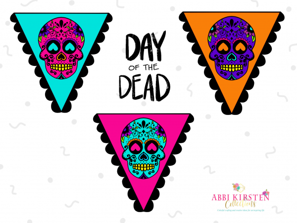 Day of the Dead Sugar Skulls Printable Banner: Download a free sugar skull pendant banner for your Day of the Dead celebration!
