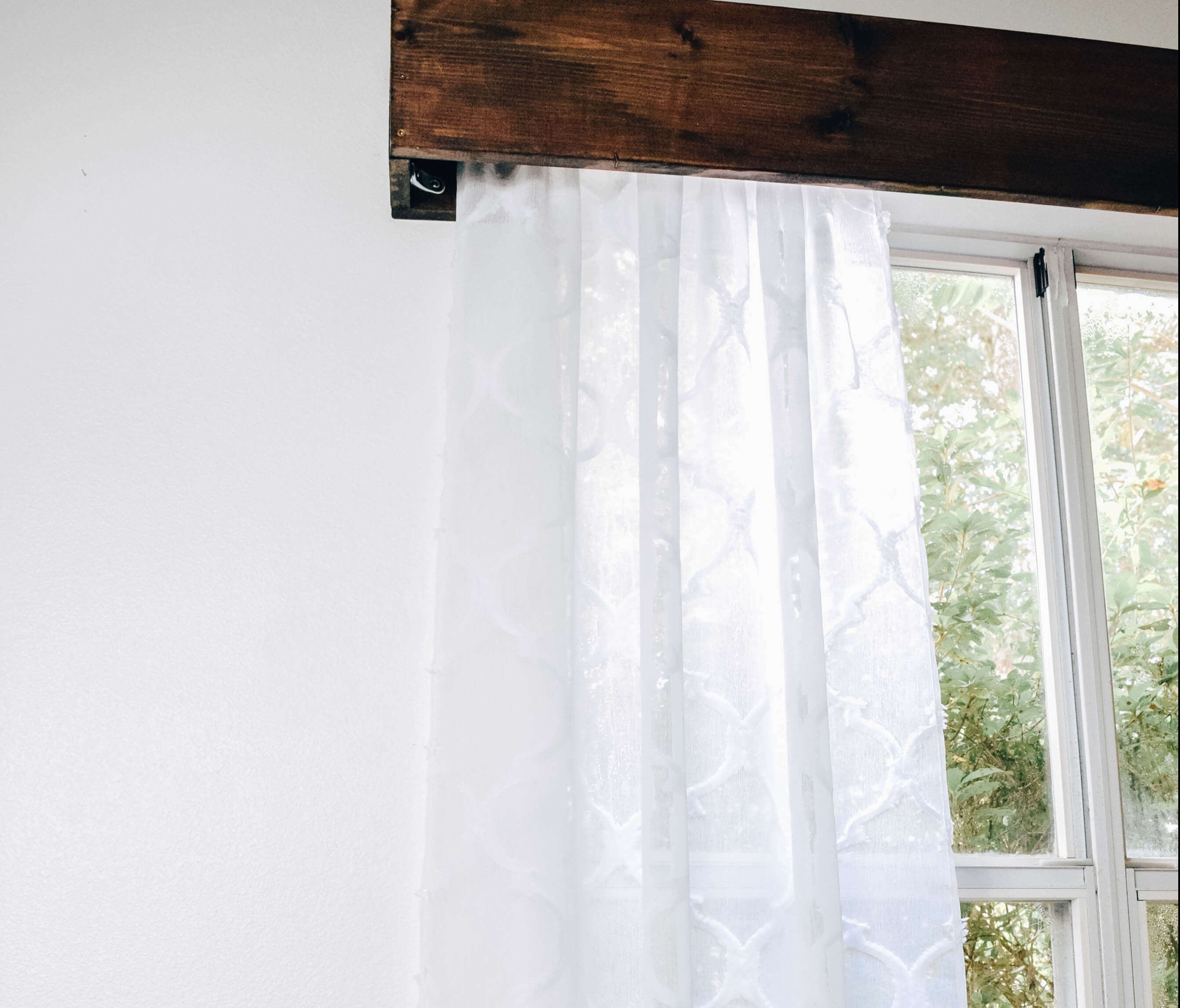 How to Make Your Own Wood Window Valence with Curtains