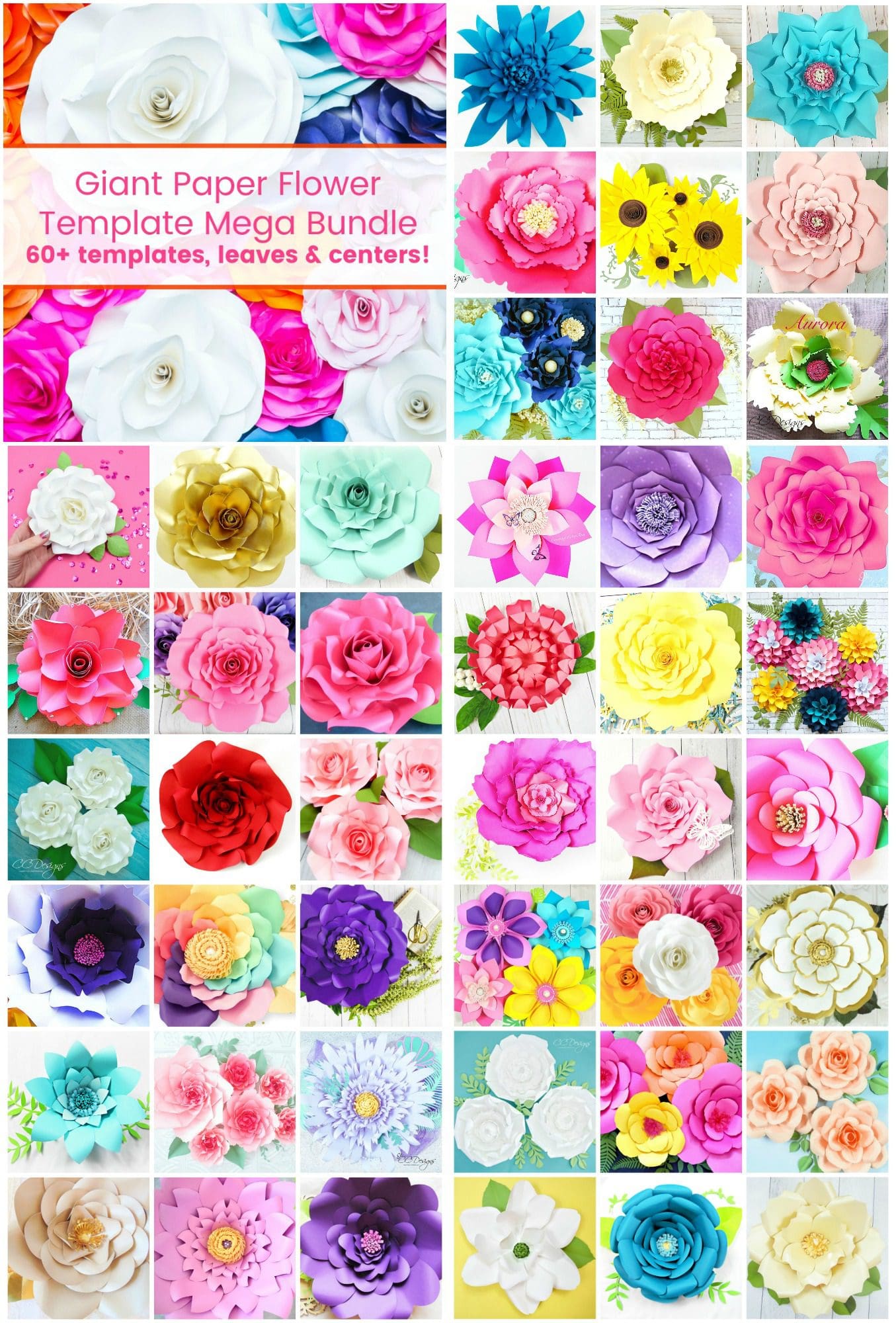 Paper Flower Templates: Free Printable PDF Template &amp; SVG Cut Files
