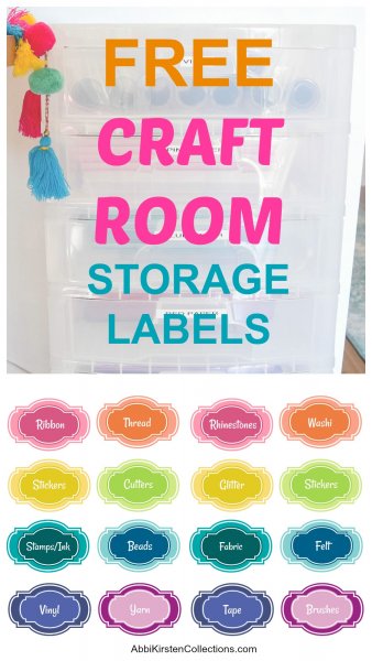 Kids Craft Area Organization with Printable Labels