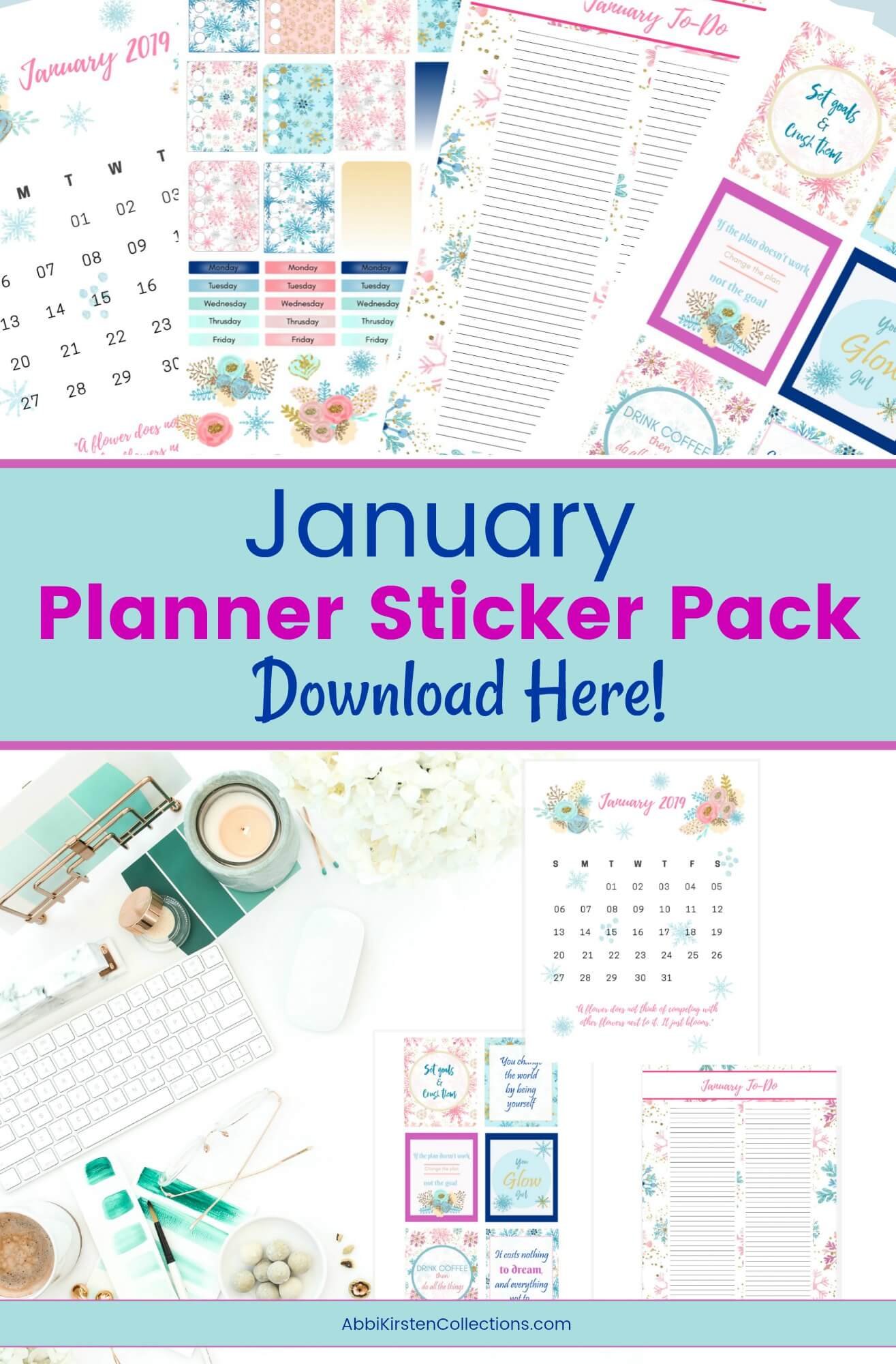 January Planner Stickers: Free Printable Winter Planner Stickers
