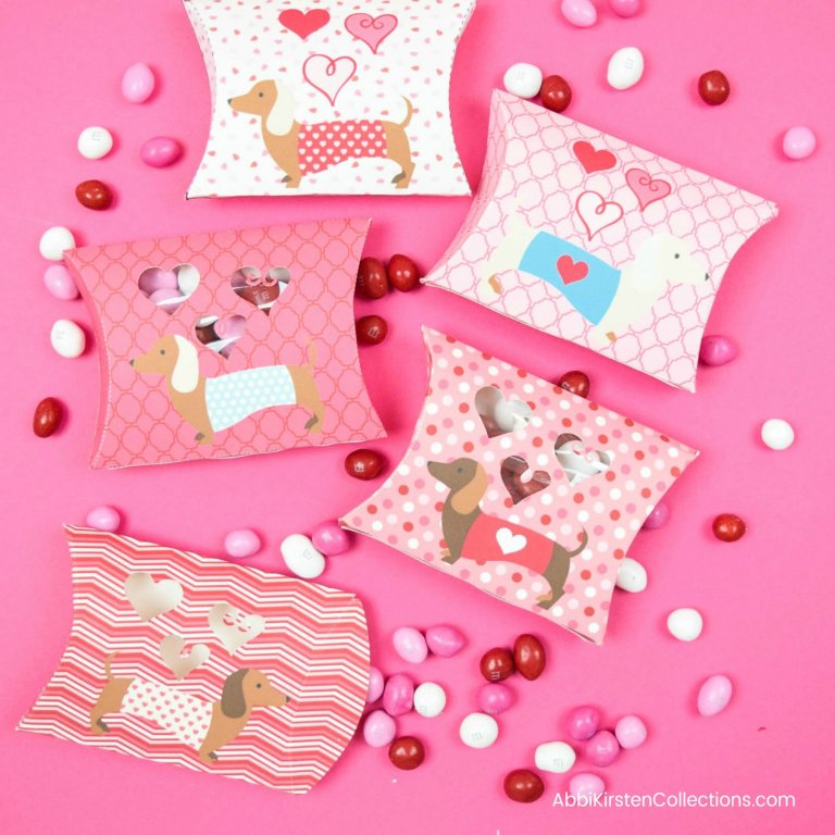 Valentine’s Day Free Printables: Doxie Pillow Box Templates