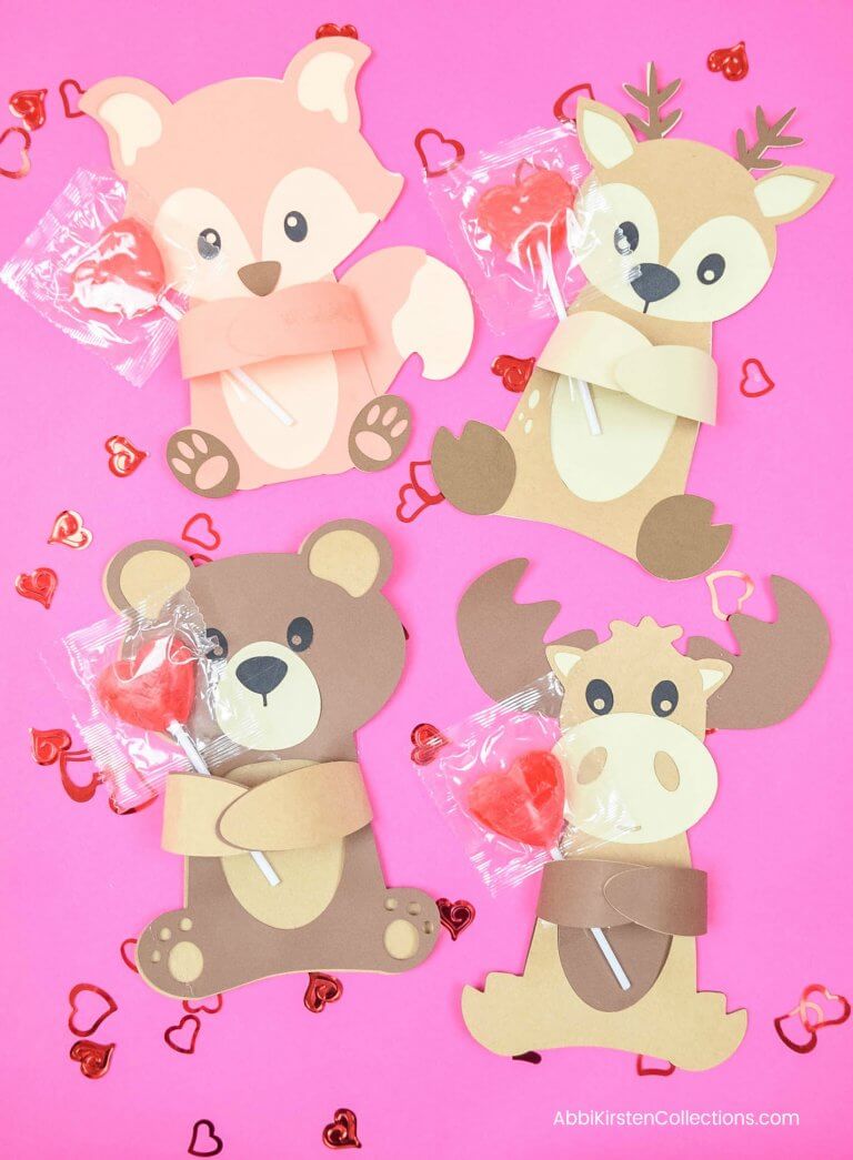 Woodland Animal Valentine’s Huggers – Free SVG Cut Files & Printables