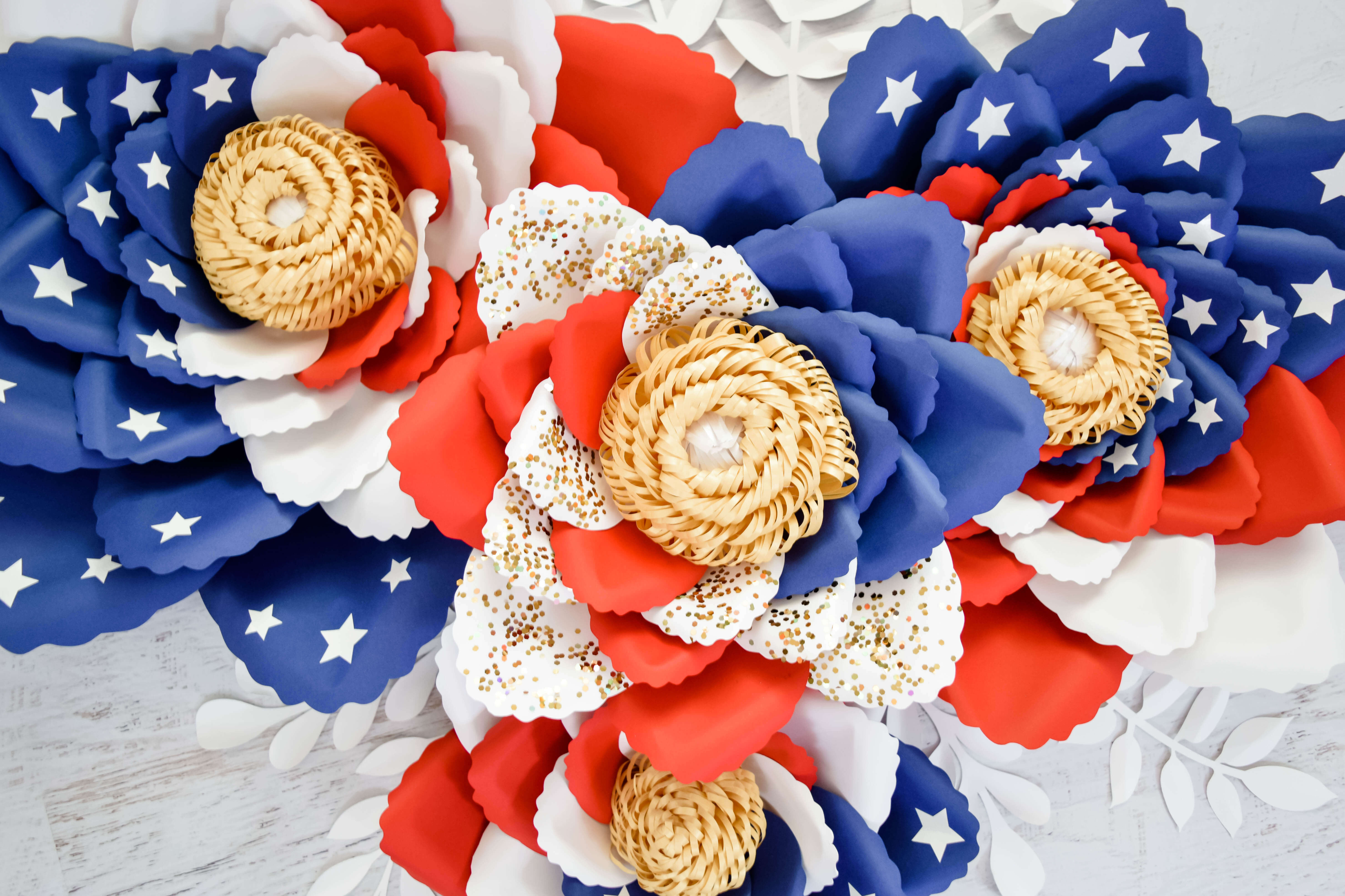 Giant Swirl American Flag Paper Flowers Tutorial