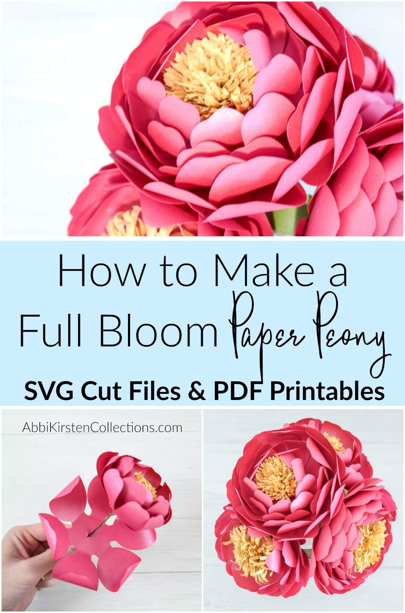 Peony Paper Flower Template &amp; Tutorial | Abbi Kirsten Collections
