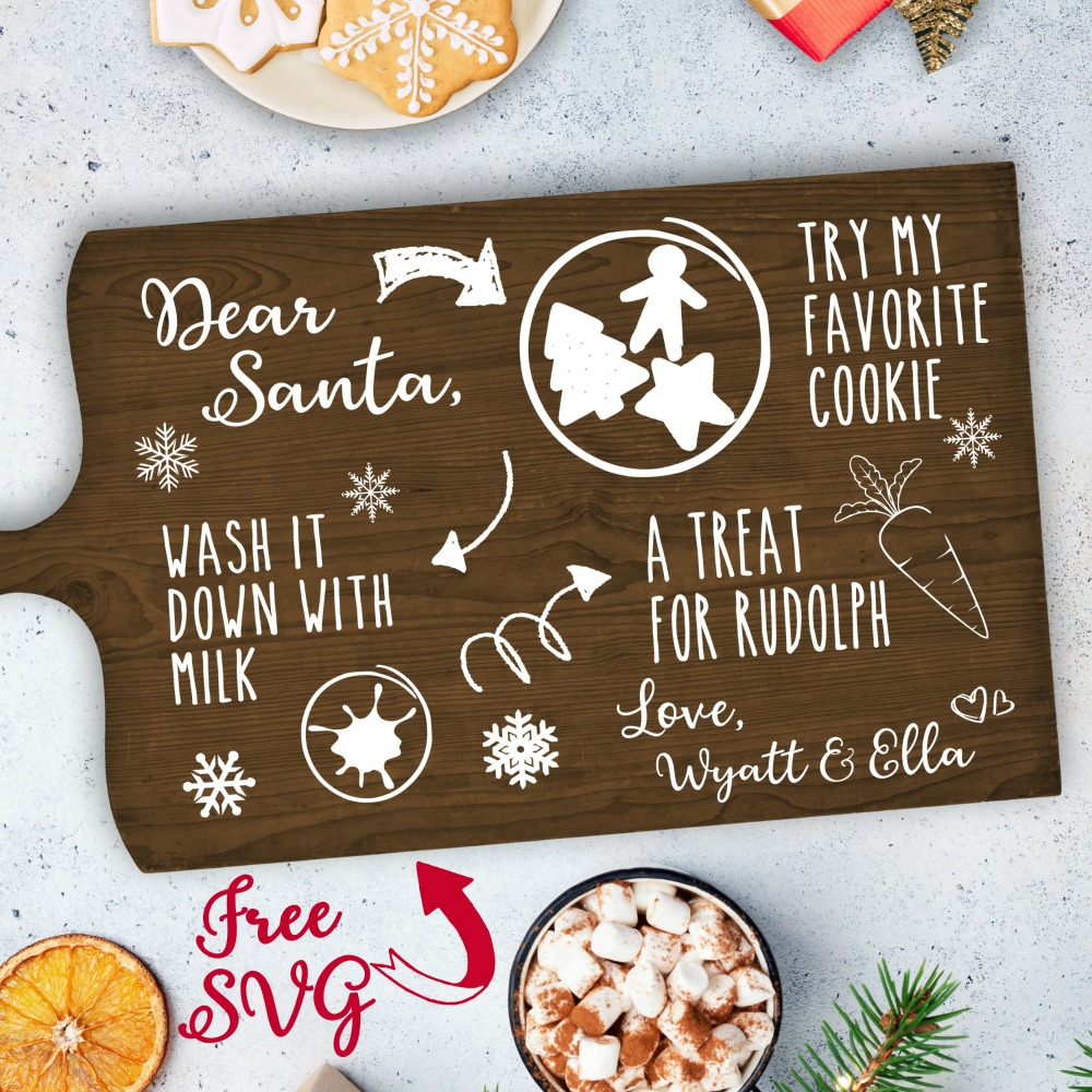 Personalized Cookies for Santa Tray: Cookies for Santa Tray Free SVG Cut File