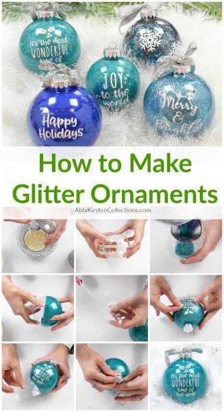 DIY Glitter Ornaments With Layered Vinyl - Jennifer Maker