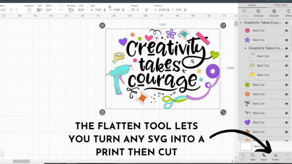 How to use the Flatten tool in Cricut Design Space. Turn any SVG cut file into a Print Then Cut image. 