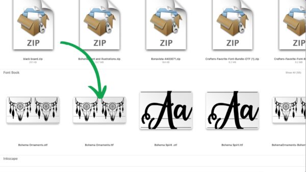 Font files in a Mac file finder