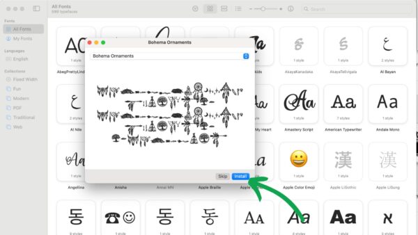 Installing fonts on a mac computer
