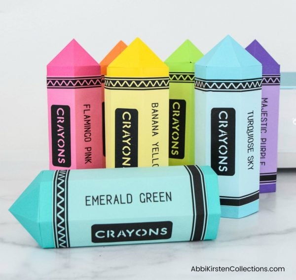 Gift boxes for teacher. 3D crayon paper gift box template. 