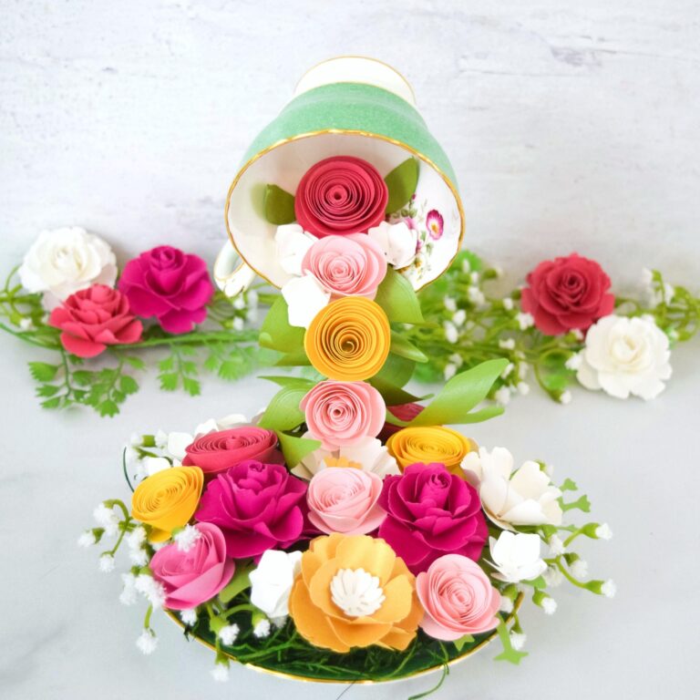 How to Make a Floating Tea Cups with Cascading Paper Flowers