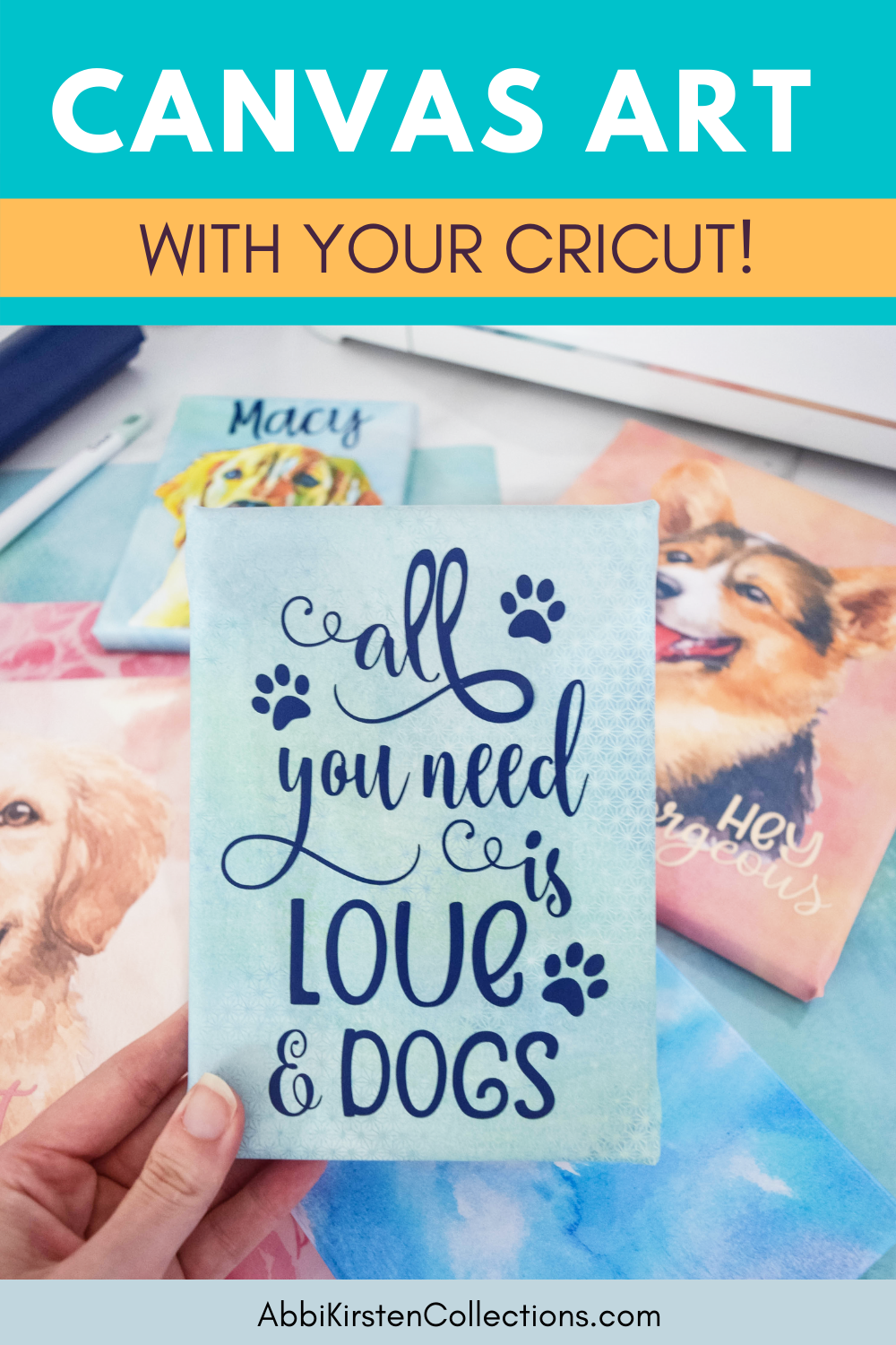 DIY Canvas Art with Heat Transfer Vinyl Watercolor Art with Cricut