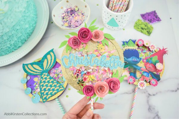 DIY confetti cake topper